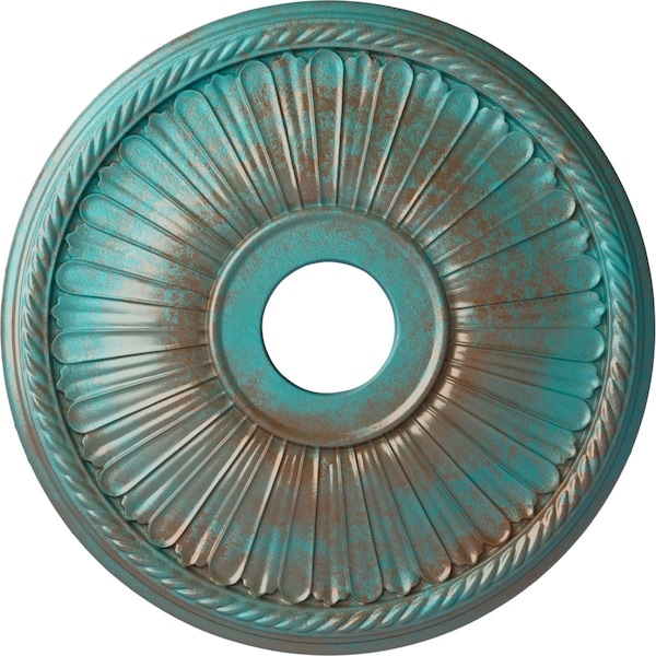 Ekena Millwork Berkshire Medallion (Canopies up to 6 3/8"), 20 1/8"OD x 3 7/8"ID x 1 7/8"P, Copper Green Patina CM20BE1CGS - main